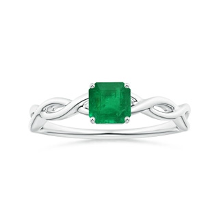 5.52x5.47x4.16mm AAA Prong-Set GIA Certified Solitaire Square Emerald-Cut Emerald Twisted Shank Ring in 18K White Gold