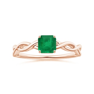 5.52x5.47x4.16mm AAA Prong-Set GIA Certified Solitaire Square Emerald-Cut Emerald Twisted Shank Ring in 9K Rose Gold