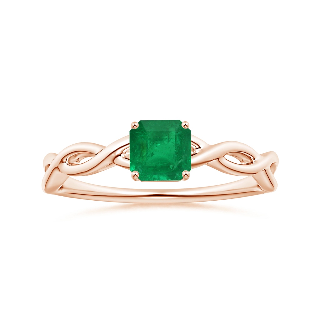 5.52x5.47x4.16mm AAA Prong-Set GIA Certified Solitaire Square Emerald-Cut Emerald Twisted Shank Ring in Rose Gold