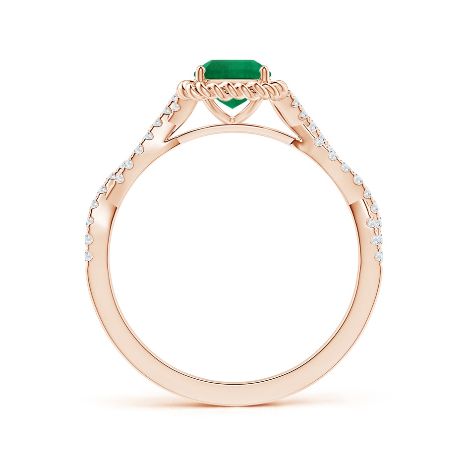 5.41x5.30x4.17mm AAA GIA Certified Square Emerald-Cut Emerald Twisted Shank Ring with Twisted Wire Halo in 9K Rose Gold side 199
