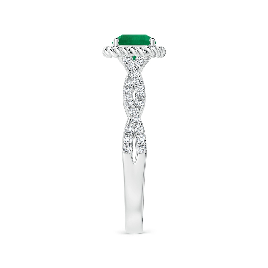 5.41x5.30x4.17mm AAA GIA Certified Square Emerald-Cut Emerald Twisted Shank Ring with Twisted Wire Halo in P950 Platinum side 399