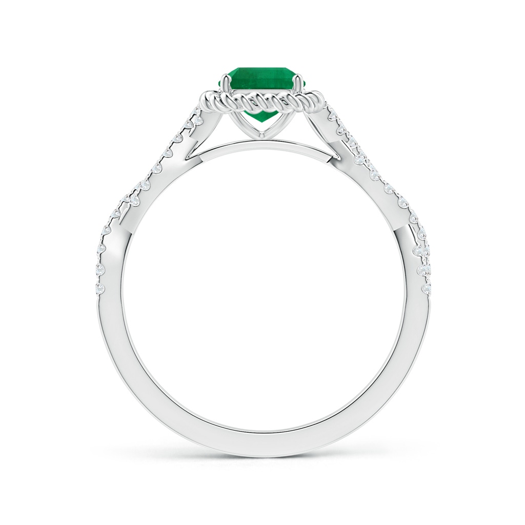 5.41x5.30x4.17mm AAA GIA Certified Square Emerald-Cut Emerald Twisted Shank Ring with Twisted Wire Halo in White Gold - side 199