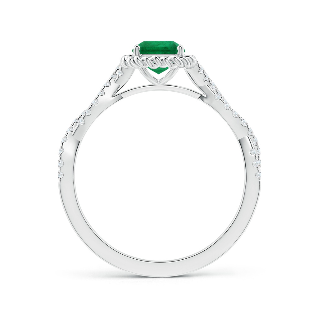 5.52x5.47x4.16mm AAA GIA Certified Square Emerald-Cut Emerald Twisted Shank Ring with Diamond Halo in White Gold Side 199