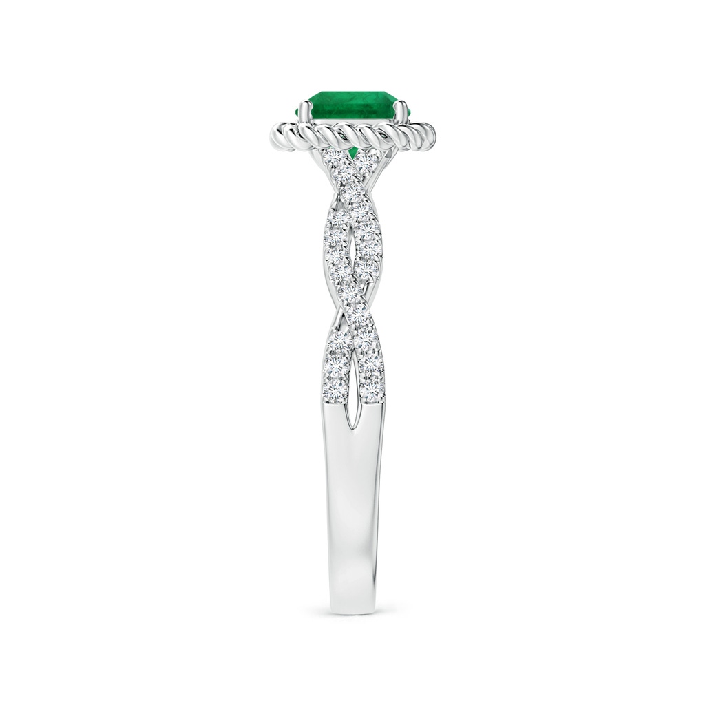 5.52x5.47x4.16mm AAA GIA Certified Square Emerald-Cut Emerald Twisted Shank Ring with Diamond Halo in White Gold Side 399