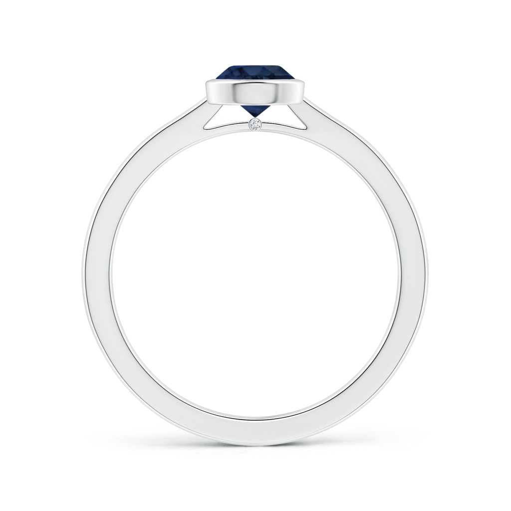 5.70x5.70x3.67mm AA GIA Certified Bezel-Set Round Blue Sapphire Solitaire Ring in 18K White Gold Side-1