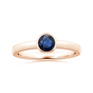 5.70x5.70x3.67mm AA GIA Certified Bezel-Set Round Blue Sapphire Solitaire Ring in Rose Gold