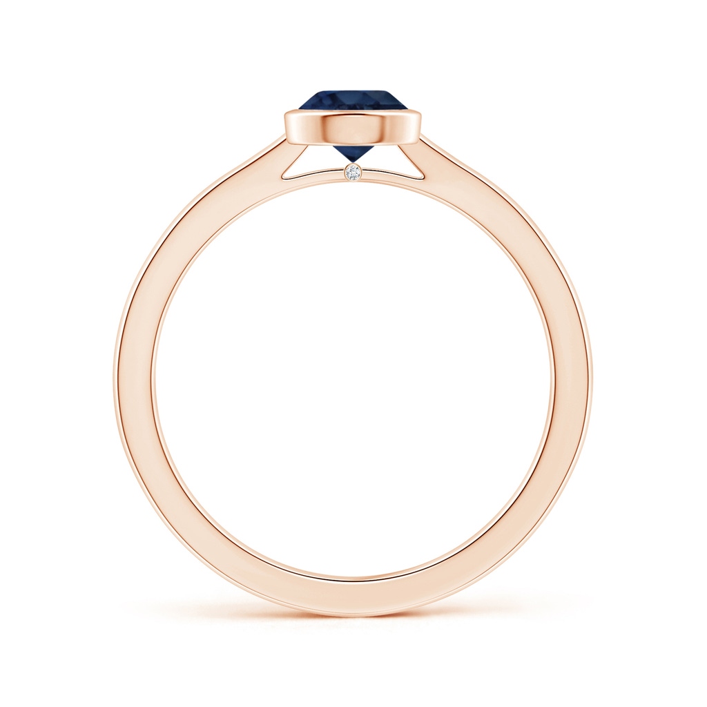 5.70x5.70x3.67mm AA GIA Certified Bezel-Set Round Blue Sapphire Solitaire Ring in Rose Gold Side-1