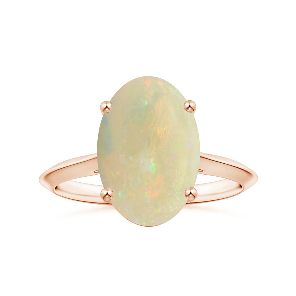 13.90x10.04x3.21mm AA Prong-Set GIA Certified Solitaire Oval Opal Ring with Knife Edge Shank in Rose Gold
