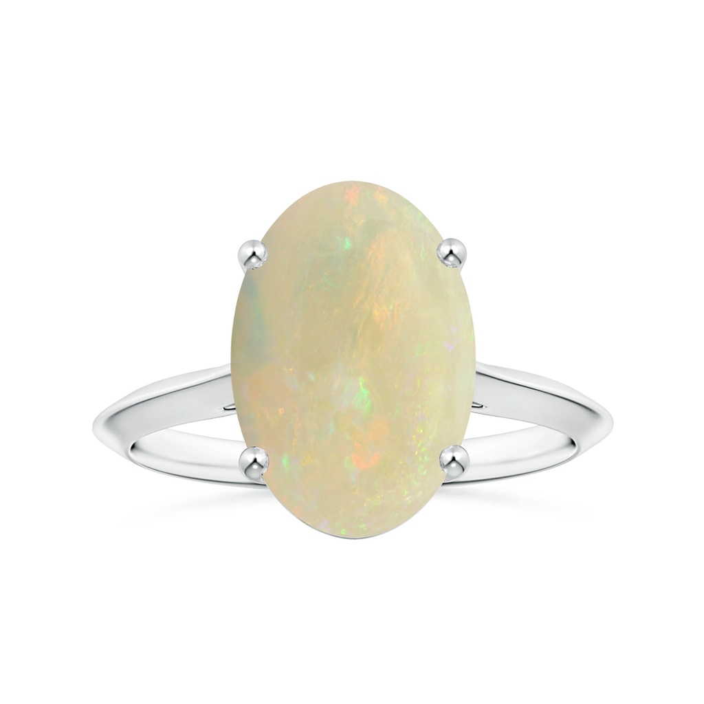 13.90x10.04x3.21mm AA Prong-Set GIA Certified Solitaire Oval Opal Ring with Knife Edge Shank in White Gold