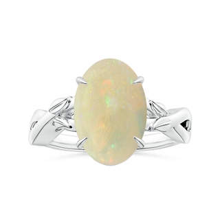 13.90x10.04x3.21mm AA Nature Inspired GIA Certified Claw-Set Oval Opal Solitaire Ring in 18K White Gold