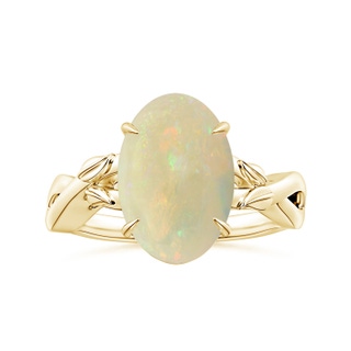 13.90x10.04x3.21mm AA Nature Inspired GIA Certified Claw-Set Oval Opal Solitaire Ring in 18K Yellow Gold