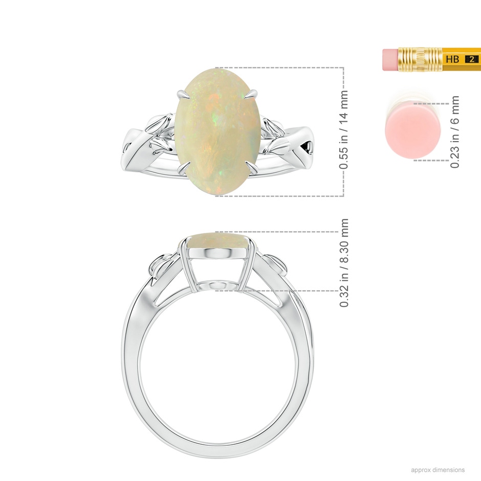 13.90x10.04x3.21mm AA Nature Inspired GIA Certified Claw-Set Oval Opal Solitaire Ring in P950 Platinum ruler