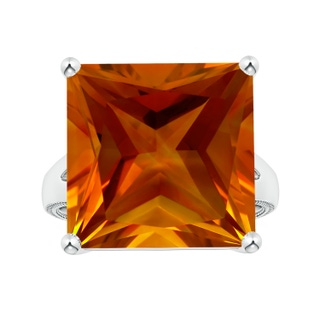 14.81x14.70x10.11mm AAAA Prong-Set GIA Certified Solitaire Princess-Cut Citrine Leaf Ring with Split Shank in P950 Platinum