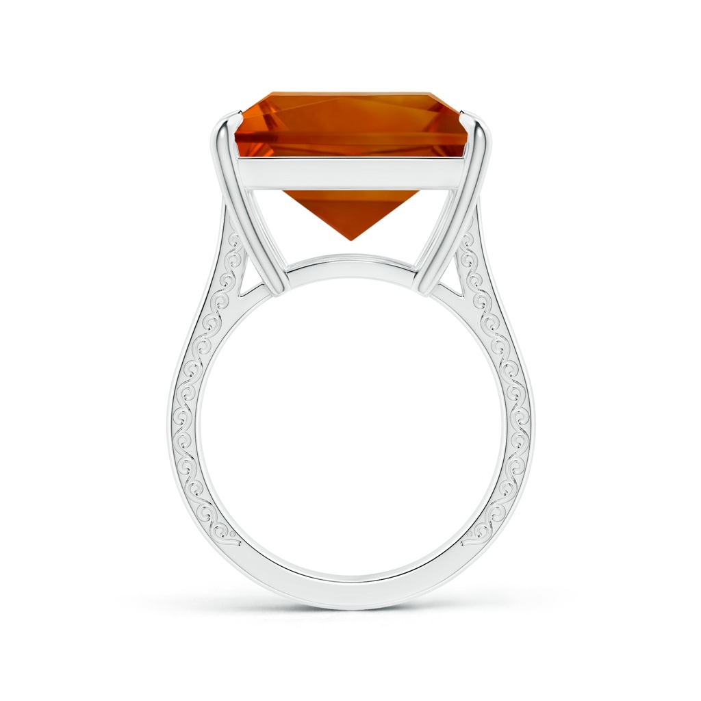 14.81x14.70x10.11mm AAAA Claw-Set GIA Certified Solitaire Princess-Cut Citrine Reverse Tapered Ring with Scrollwork in P950 Platinum - side 199