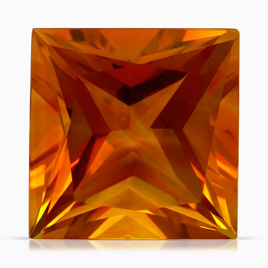 14.81x14.70x10.11mm AAAA GIA Certified Princess-Cut Citrine Scroll Ring with Diamonds in 18K Rose Gold Side 699