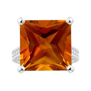 14.81x14.70x10.11mm AAAA GIA Certified Princess-Cut Citrine Scroll Ring with Diamonds in P950 Platinum