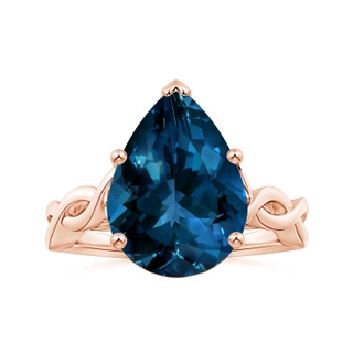 15.98x11.98x7.77mm AAAA Prong-Set GIA Certified Solitaire Pear-Shaped London Blue Topaz Twisted Shank Ring in 10K Rose Gold