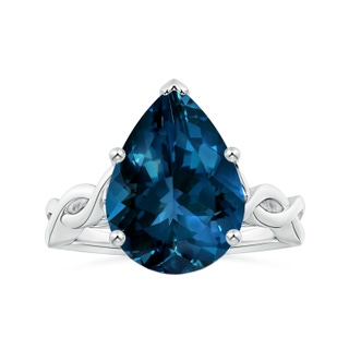 15.98x11.98x7.77mm AAAA Prong-Set GIA Certified Solitaire Pear-Shaped London Blue Topaz Twisted Shank Ring in P950 Platinum