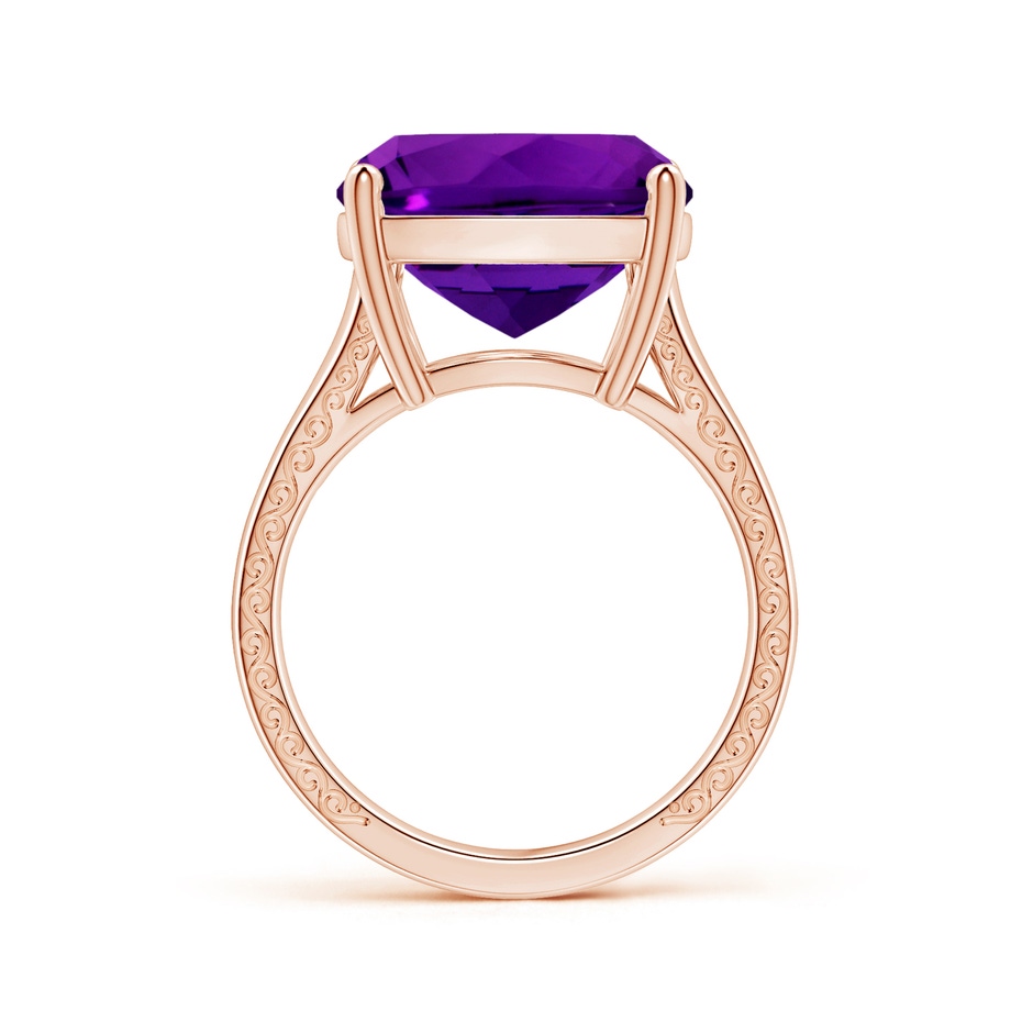 14.11x14.10x9.46mm AAAA Prong-Set GIA Certified Solitaire Cushion Amethyst Split Shank Ring with Scrollwork in 18K Rose Gold side 199