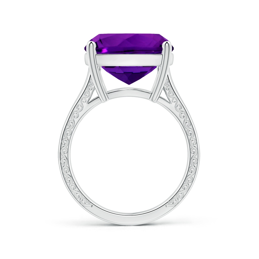 14.11x14.10x9.46mm AAAA Prong-Set GIA Certified Solitaire Cushion Amethyst Split Shank Ring with Scrollwork in P950 Platinum Side 199