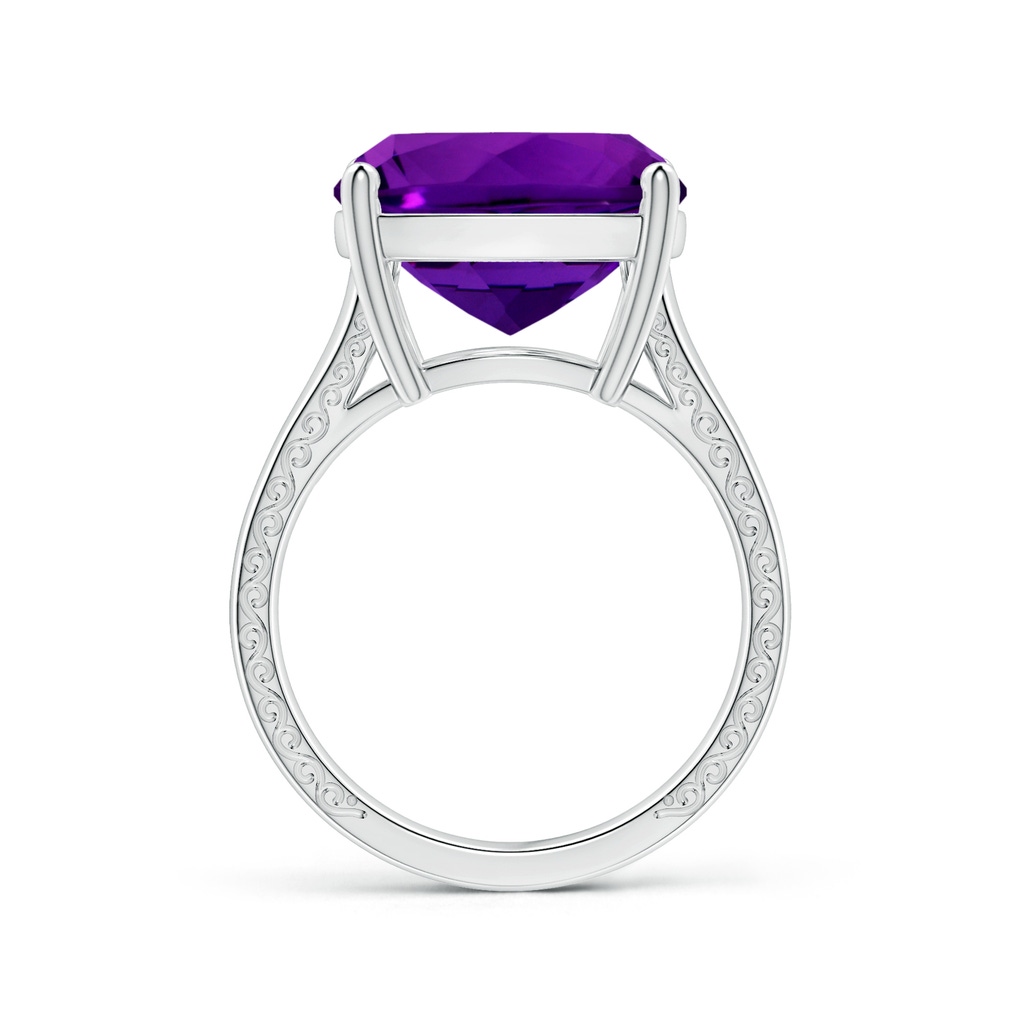 14.11x14.10x9.46mm AAAA Prong-Set GIA Certified Solitaire Cushion Amethyst Split Shank Ring with Scrollwork in P950 Platinum - side 199