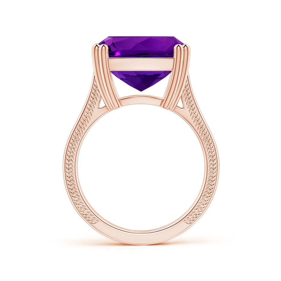 14.11x14.10x9.46mm AAAA Double prong-Set GIA Certified Solitaire Cushion Amethyst Ring with Leaf Motifs in 18K Rose Gold side 199