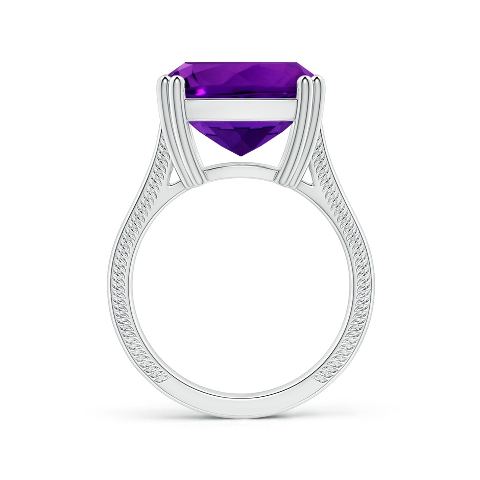 14.11x14.10x9.46mm AAAA Double prong-Set GIA Certified Solitaire Cushion Amethyst Ring with Leaf Motifs in 18K White Gold side 199