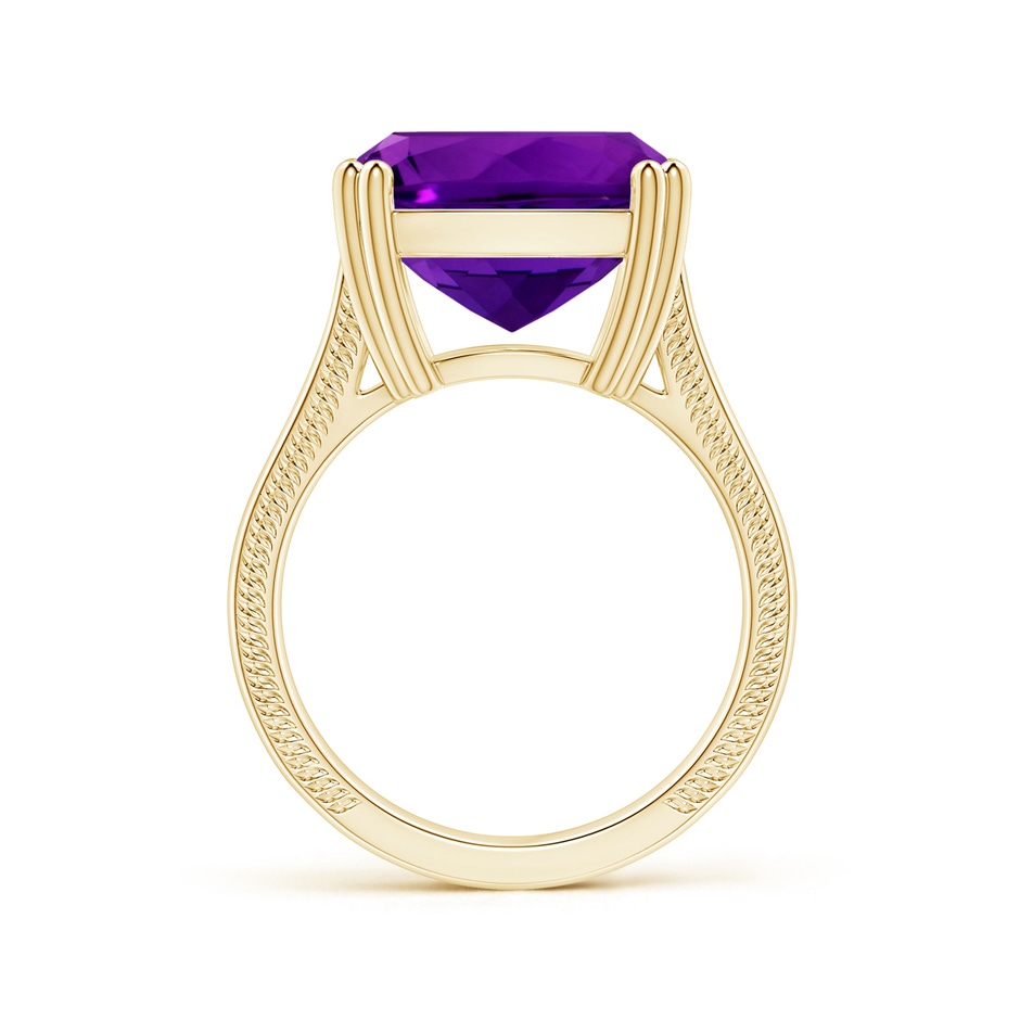 14.11x14.10x9.46mm AAAA Double prong-Set GIA Certified Solitaire Cushion Amethyst Ring with Leaf Motifs in 18K Yellow Gold side 199