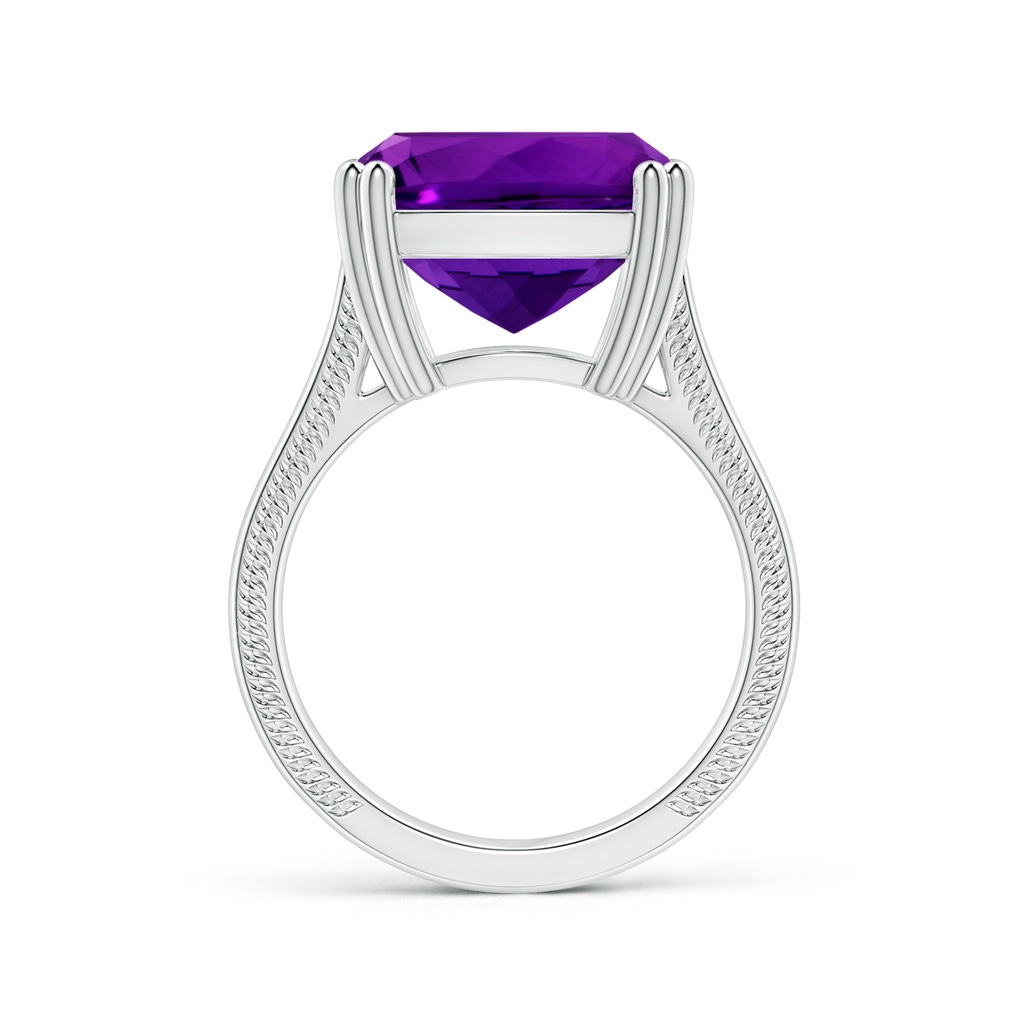 14.11x14.10x9.46mm AAAA Double prong-Set GIA Certified Solitaire Cushion Amethyst Ring with Leaf Motifs in White Gold Side 199