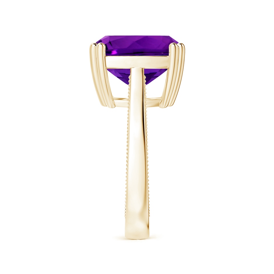 14.11x14.10x9.46mm AAAA Double prong-Set GIA Certified Solitaire Cushion Amethyst Ring with Leaf Motifs in Yellow Gold side 399