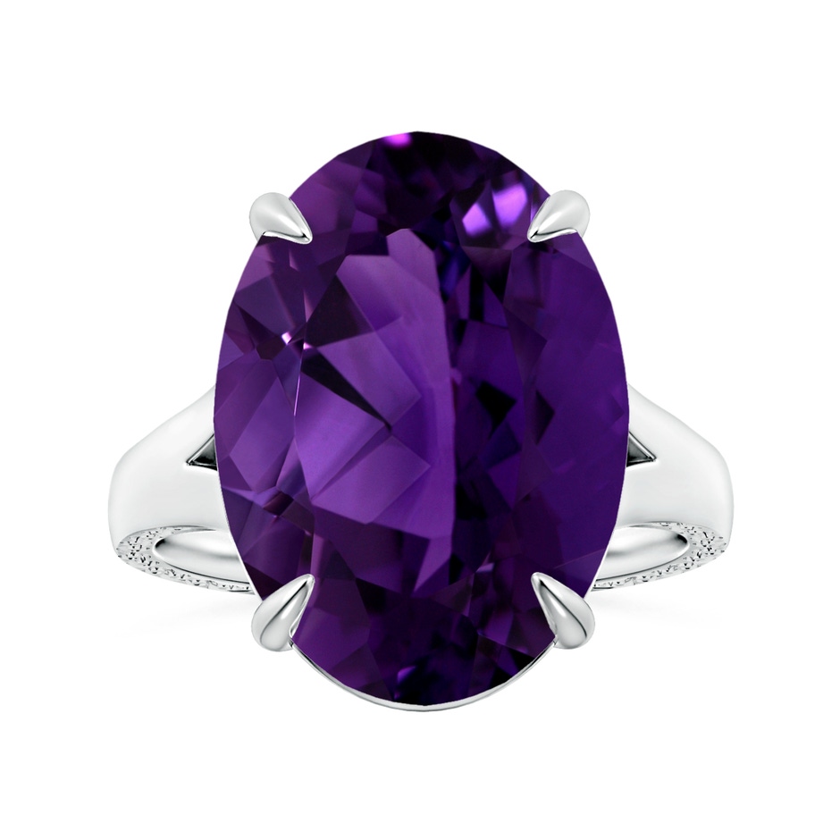 18.26x13.16x9.75mm AA Claw-Set GIA Certified Solitaire Oval Amethyst Split Shank Ring in 18K White Gold 