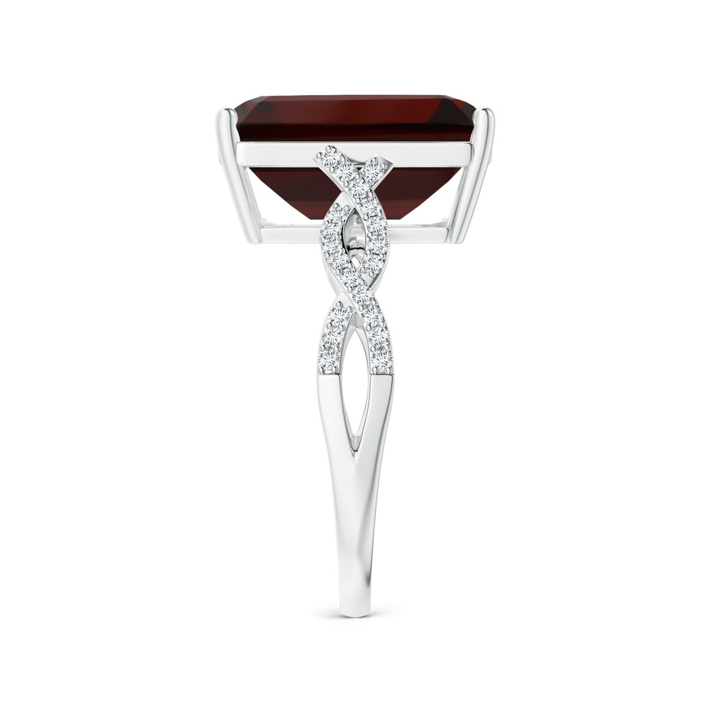 14x9.96x5.8mm AAA Prong-Set GIA Certified Emerald-Cut Garnet Ring with Diamond Twist Shank in White Gold Side 399
