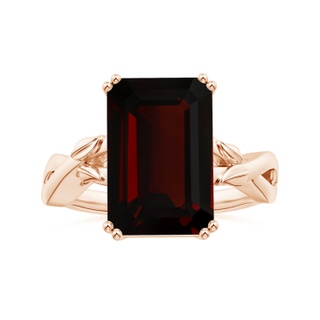14x9.96x5.8mm AAA Double prong-Set GIA Certified Solitaire Emerald-Cut Garnet Nature Inspired Ring in 10K Rose Gold