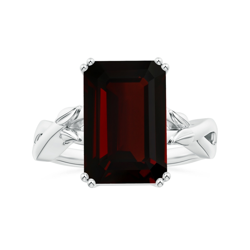 14x9.96x5.8mm AAA Double prong-Set GIA Certified Solitaire Emerald-Cut Garnet Nature Inspired Ring in White Gold