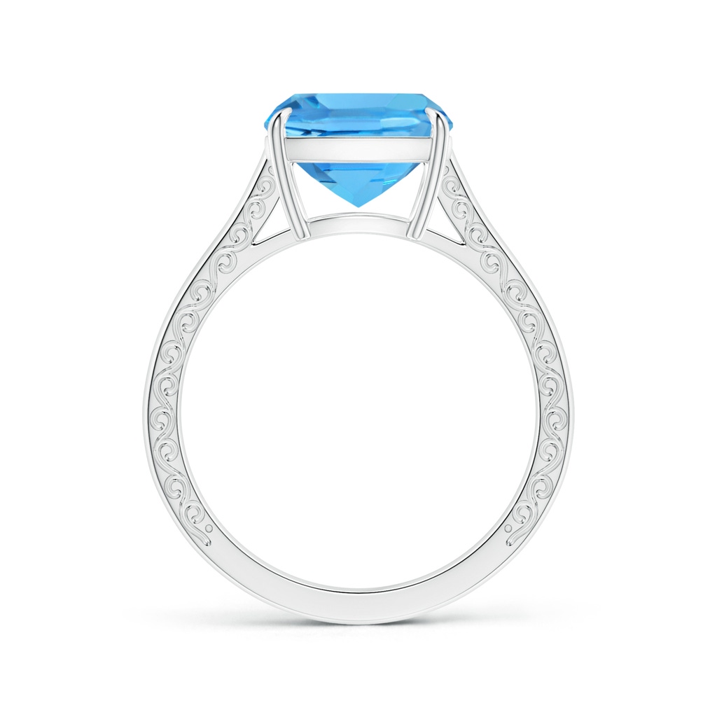 10.02x10.00x6.25mm AAA Claw-Set Solitaire Cushion Swiss Blue Topaz Ring with Scrollwork in P950 Platinum - side 199