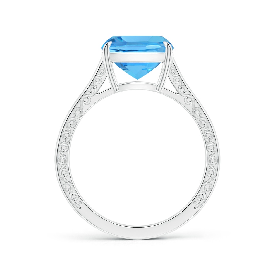 10.02x10.00x6.25mm AAA Claw-Set Solitaire Cushion Swiss Blue Topaz Ring with Scrollwork in P950 Platinum side 199