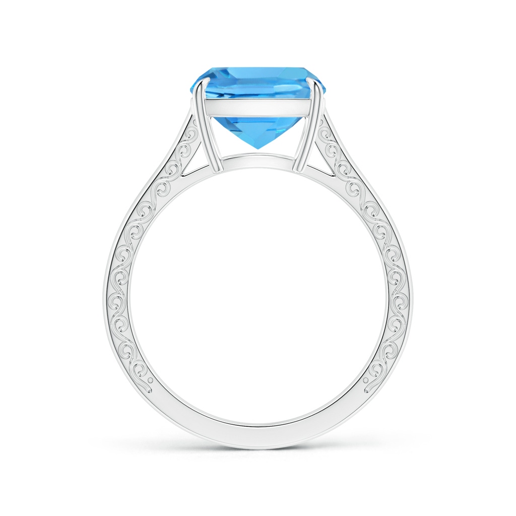 10.02x10.00x6.25mm AAA Claw-Set Solitaire Cushion Swiss Blue Topaz Ring with Scrollwork in White Gold Side 199