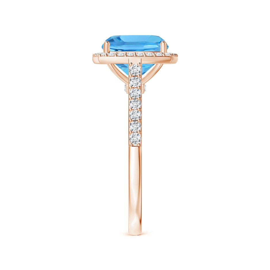 10.02x10.00x6.25mm AAA Cushion Swiss Blue Topaz Halo Ring with Diamonds in Rose Gold side 399