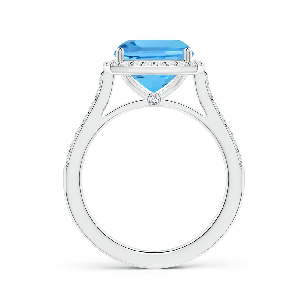10.02x10.00x6.25mm AAA Cushion Swiss Blue Topaz Halo Ring with Diamonds in White Gold - side 199