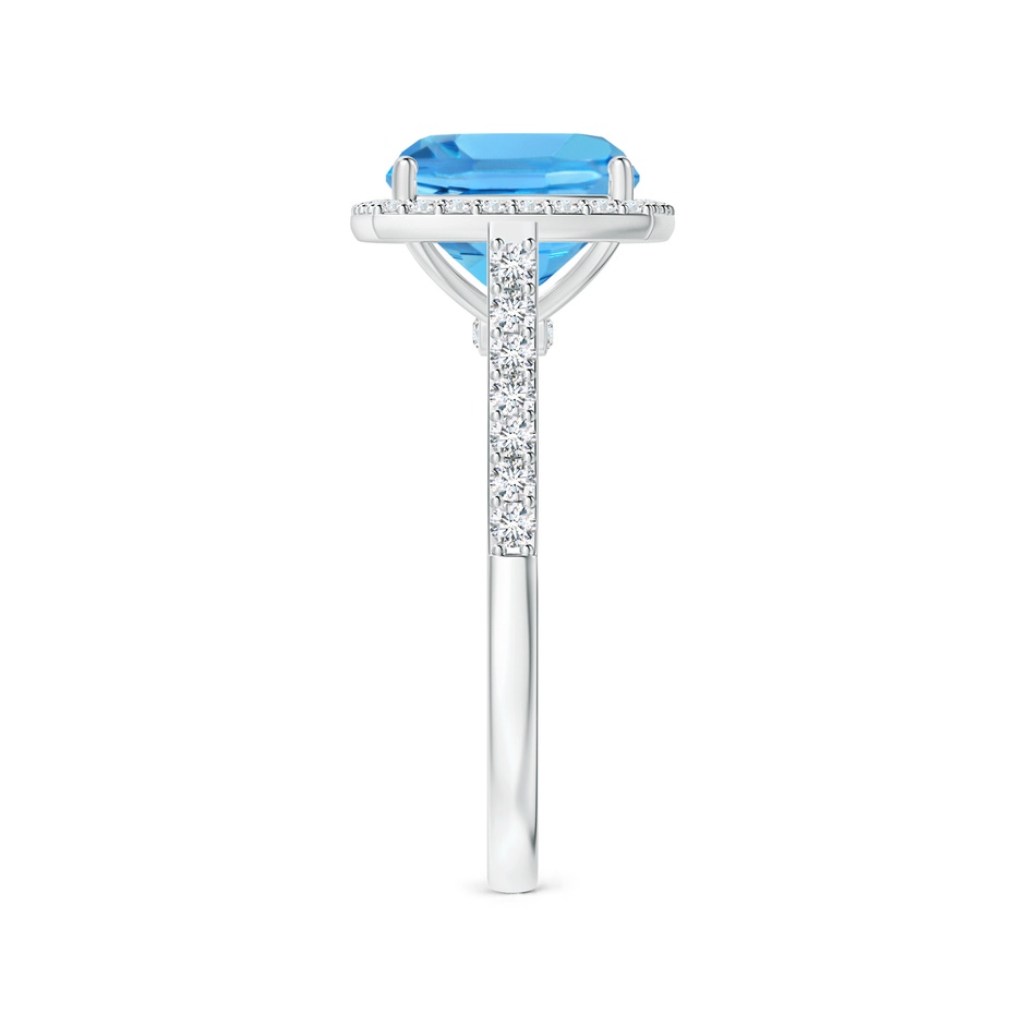 10.02x10.00x6.25mm AAA Cushion Swiss Blue Topaz Halo Ring with Diamonds in White Gold side 399