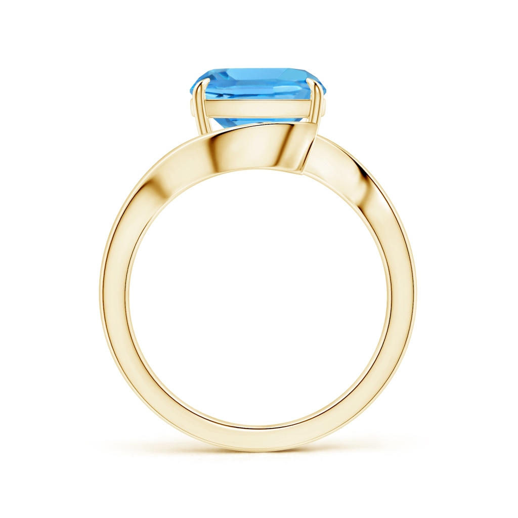 10.12x10.09x6.39mm AAA Solitaire Cushion Swiss Blue Topaz Bypass Ring with Leaf Motifs in 18K Yellow Gold Side 199