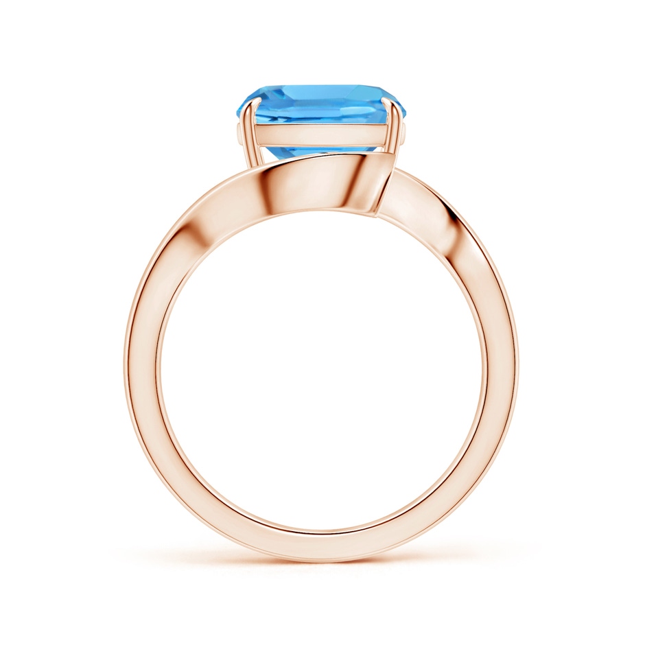 10.12x10.09x6.39mm AAA Solitaire Cushion Swiss Blue Topaz Bypass Ring with Leaf Motifs in 9K Rose Gold side 199