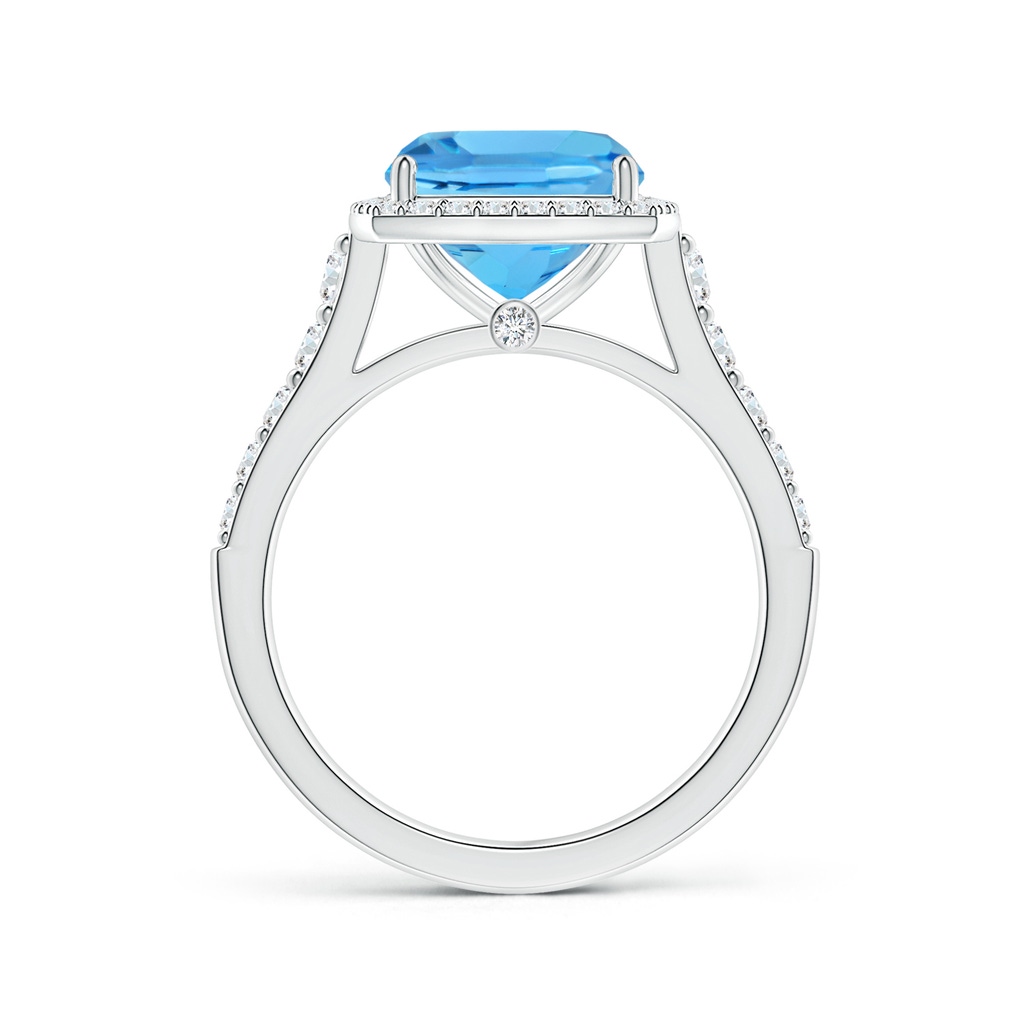 10.12x10.09x6.39mm AAA Cushion Swiss Blue Topaz Tapered Shank Ring with Diamond Halo in White Gold Side 199
