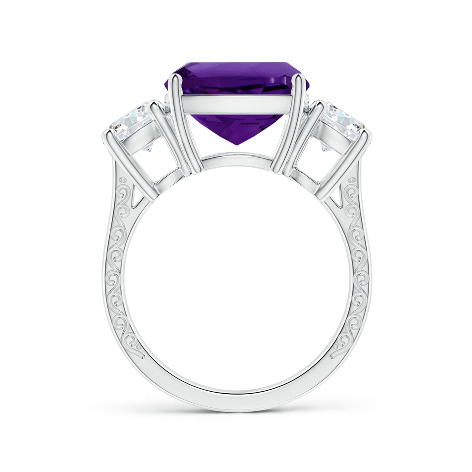 11.12x11.10x7.59mm AAA Three Stone GIA Certified Cushion Amethyst Ring with Scrollwork in P950 Platinum side 199