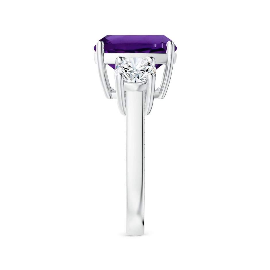 11.12x11.10x7.59mm AAA Three Stone GIA Certified Cushion Amethyst Ring with Scrollwork in P950 Platinum side 399