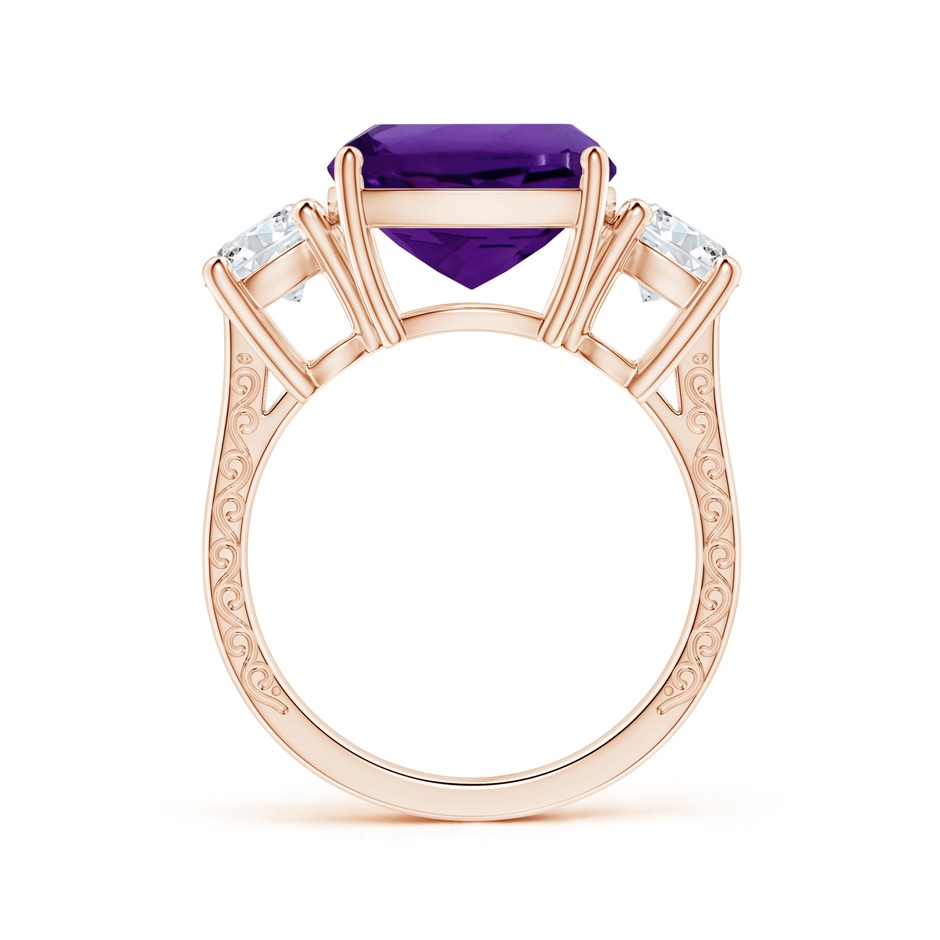 11.12x11.10x7.59mm AAA Three Stone GIA Certified Cushion Amethyst Ring with Scrollwork in Rose Gold side 199