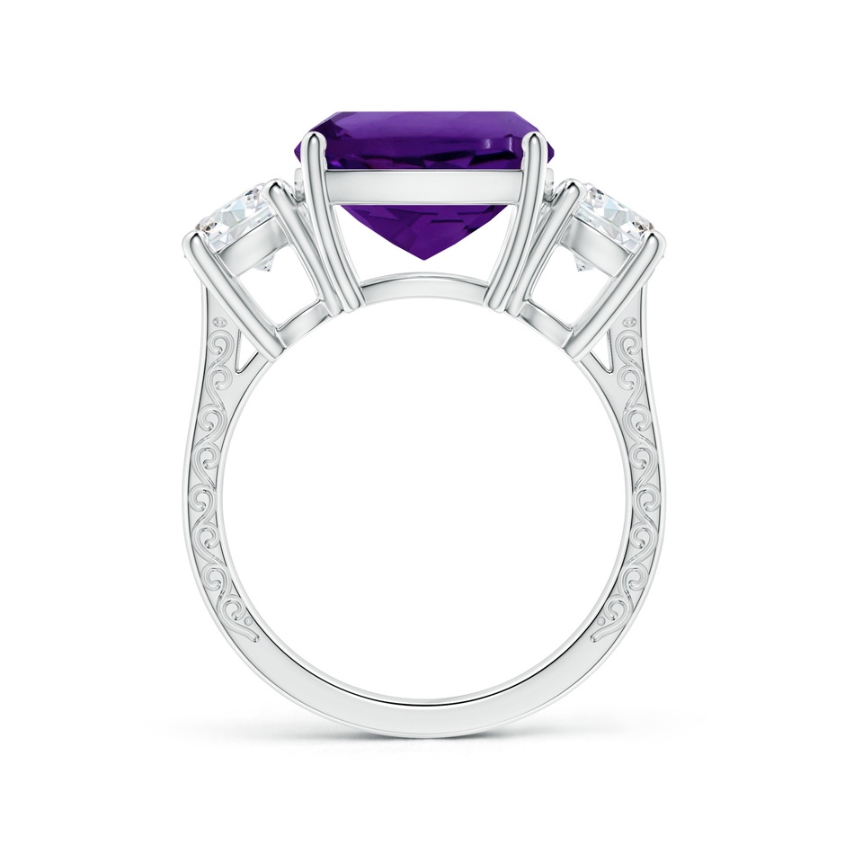 11.12x11.10x7.59mm AAA Three Stone GIA Certified Cushion Amethyst Ring with Scrollwork in White Gold side 199