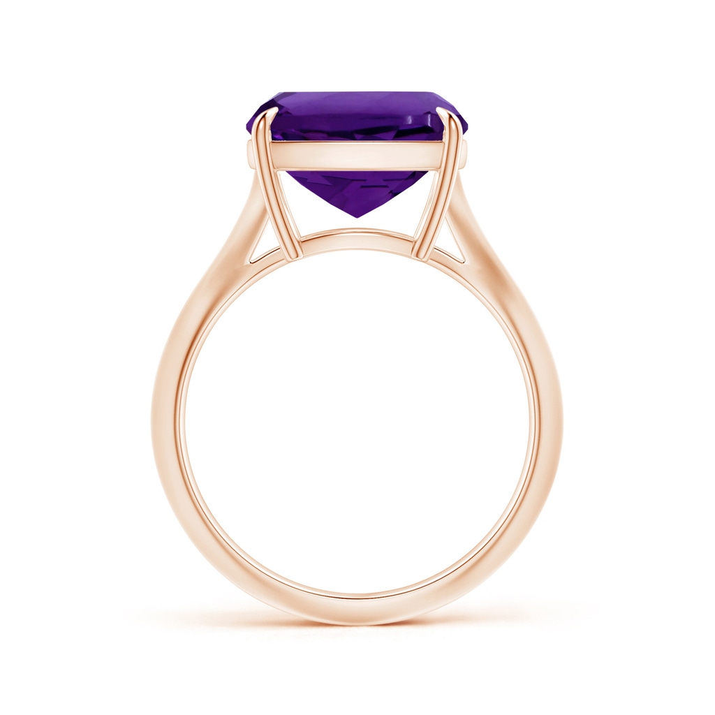 11.12x11.10x7.59mm AAA Claw-Set GIA Certified Solitaire Cushion Amethyst Knife Edge Shank Ring in Rose Gold - side 199