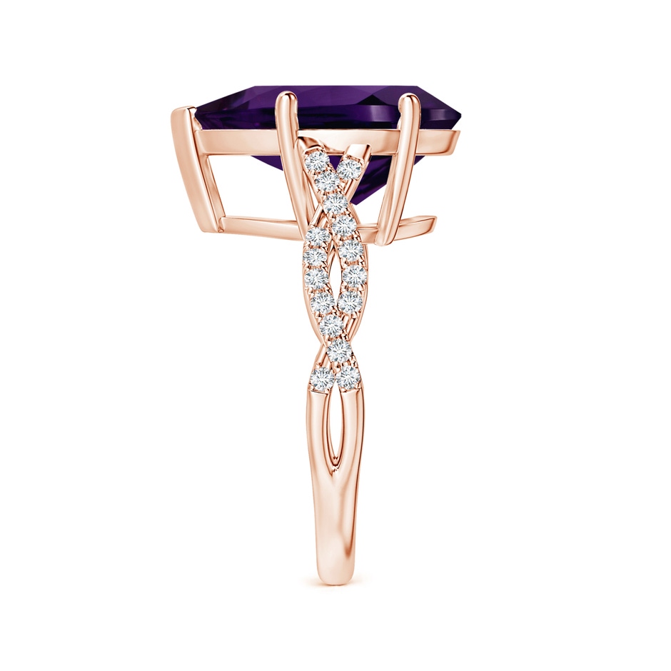 16.16x12.07x7.80mm AAAA GIA Certified Pear-Shaped Amethyst Twisted Shank Ring with Diamonds in 18K Rose Gold side 399