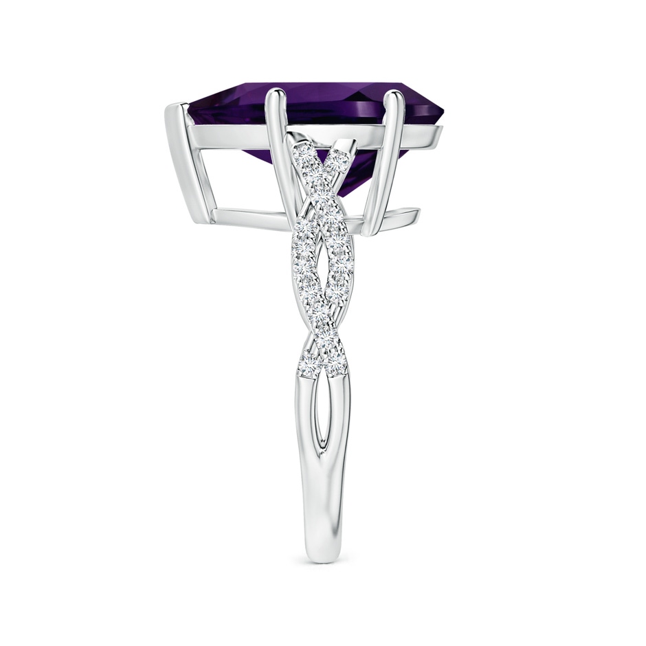 16.16x12.07x7.80mm AAAA GIA Certified Pear-Shaped Amethyst Twisted Shank Ring with Diamonds in P950 Platinum side 399